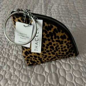 NEW!  Thacker Fortune Wristlet Golden Cheetah Shiny Nickel Hardwear